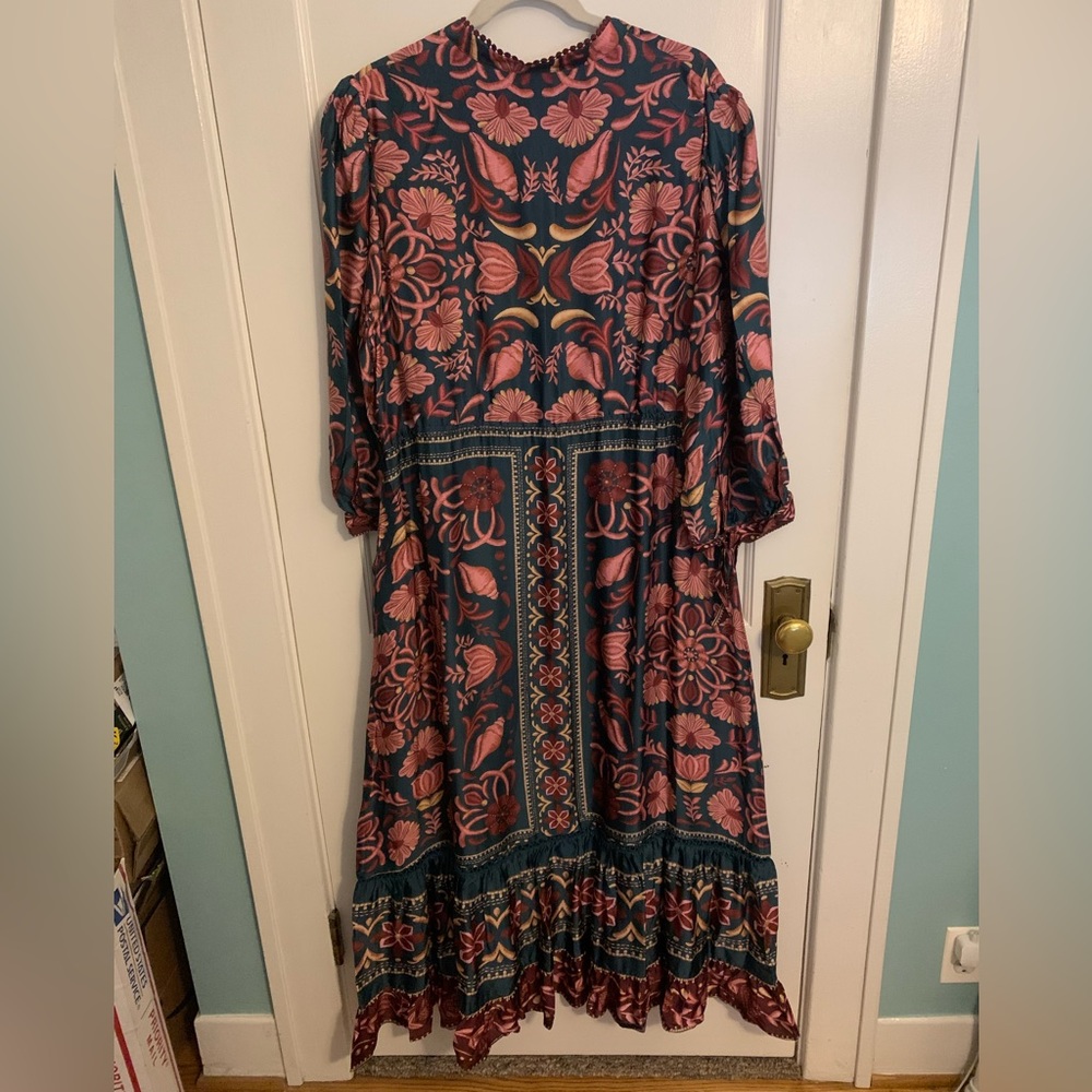 FARM Rio SeaSheel Tapestry Teal Maxi Dress, Women’s Size XL - Picture 5 of 13